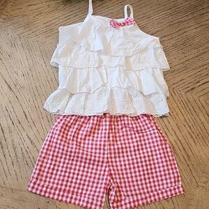 Plaid Short And Eyelet Top Set Size 7/8 NWT